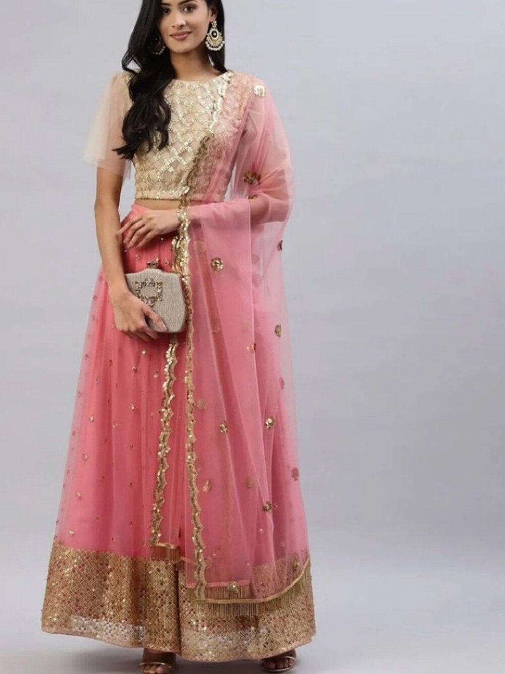 Pink Gold Indian Wedding Lehenga Choli